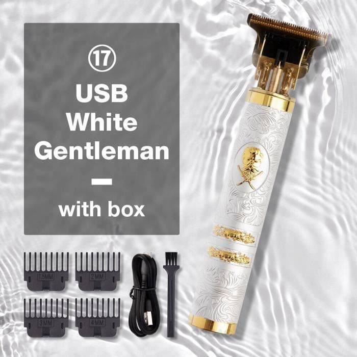 Tondeuse Barbe Cheveux Corps Vintage USB 4 Sabots - Neuf Chine