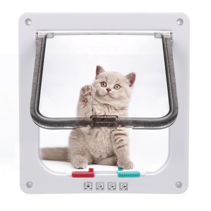 Chatière 4 Voies à Fermeture Magnétique GOEDCH - Porte Pour Chat Silencieuse, Installation Facile Porte/Mur - 13
