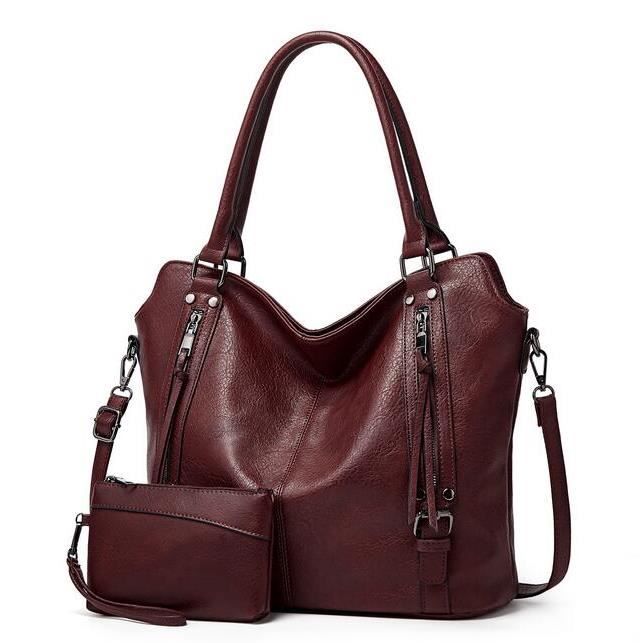 Sac à Main Bandoulière En Cuir Bordeaux - Marque Printemps - Neuf Sans étiquette - 29x21x13 Cm