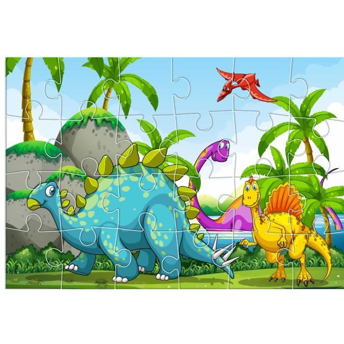 Luna puzzle dinosaures junior 41 x 28 cm carton 24 pièces