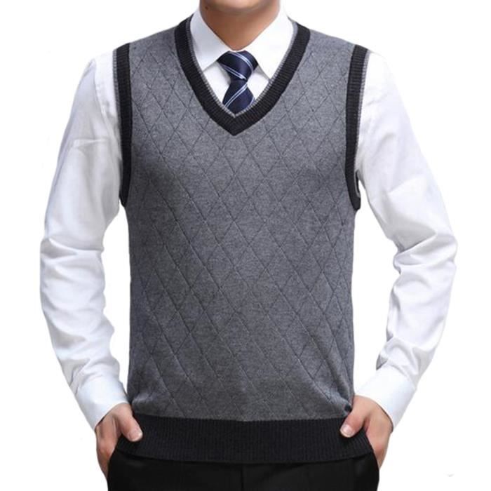 Dd Up Gilet Sans Manches Motif Losange En Tricot Homme Pour L Automne Et L Hiver Pulls Vx1ex Noir Cdiscount Pret A Porter