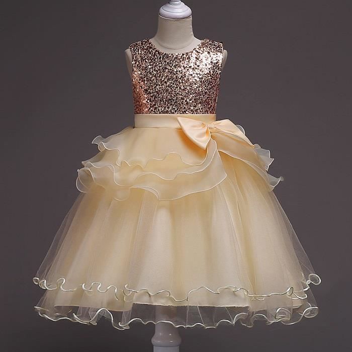 Brode Formelle Princesse Robe Pour Fille Elegante De Fete D Anniversaire Robe Fille Broderie Robe Fille Vetements Champagne Achat Vente Robe Cdiscount