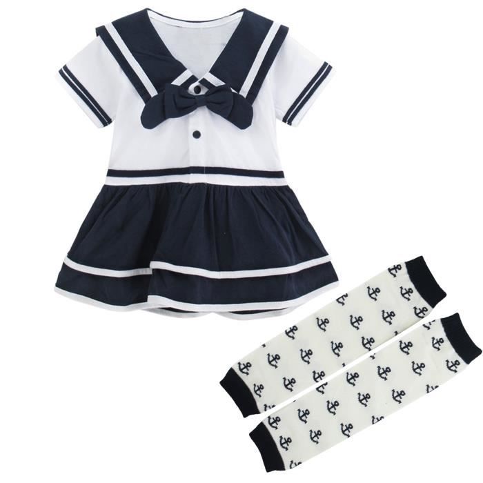 Vetements Bebe Fille Nouveau Ne Marin Robe Avec Jambiere Costume Combinaison Enfant Ensemble Manches Court Blanc Cdiscount Pret A Porter
