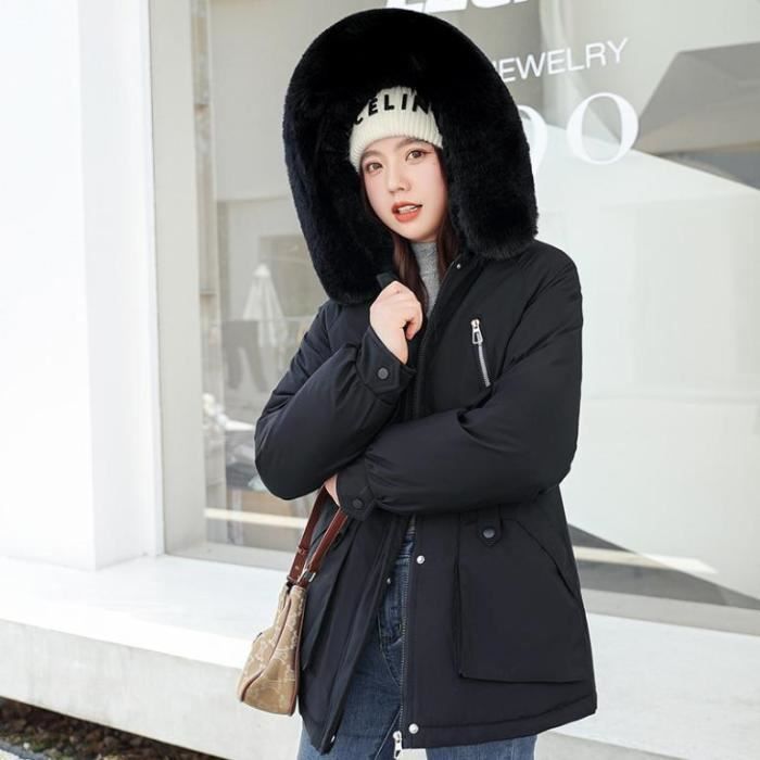 Manteau femme Hiver Plus velours mi long Nouvelle arrivee couleur unie Garder au chaud Chic Mode Noir QT Noir Cdiscount Pret a Porter