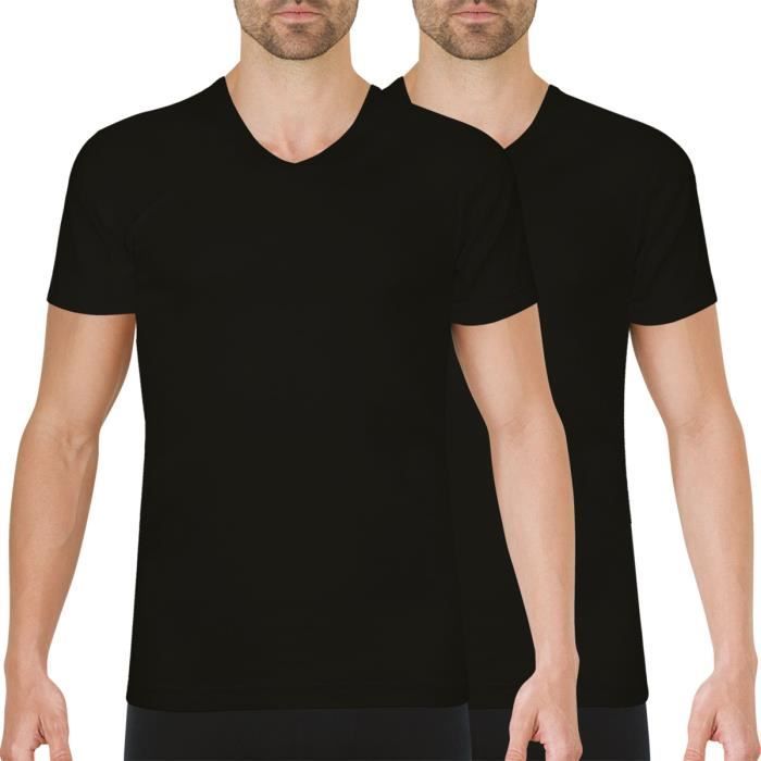 ATHENA Lot de 2 tee-shirts col V Easy Color Noir HOMME