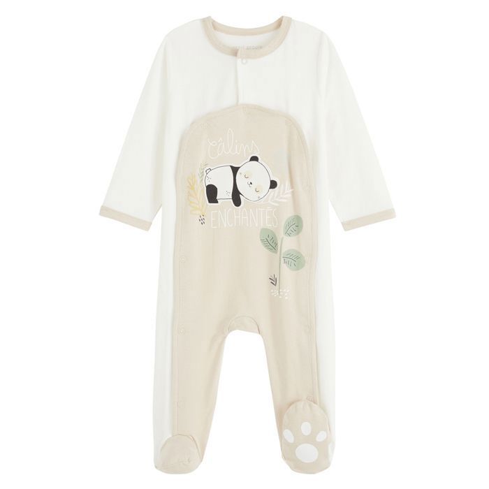 Kit Naissance Bébé 3 Pièces - Pyjama, Body, Doudou Panda - Coton Bio, Label OEKO-TEX - Pour Nouveau-né - 7