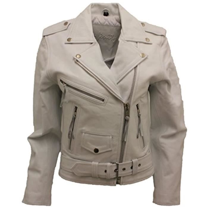 Blouson Perfecto Bomber FNDMW Veste Marlon Brando Classic en cuir de vachette noir Taille-46 