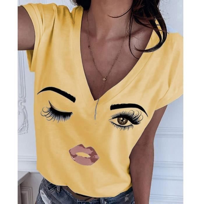 Décontracté Chemisier en dentelle jaune vif d'été main image 1
