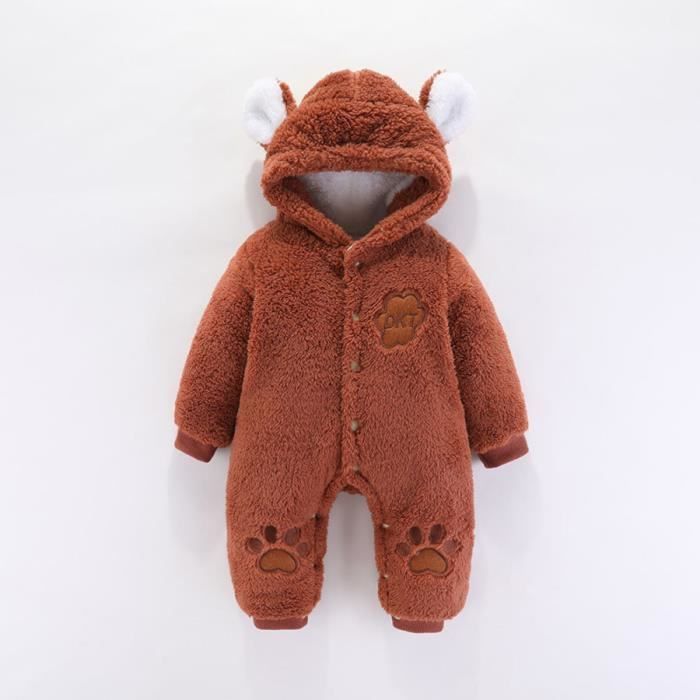 Doringin Combinaison Bebe Chaud Epais Capuche Grenouillere Barboteuse Cosplay D Ours Mignon Hiver Automne Marron Cdiscount Pret A Porter