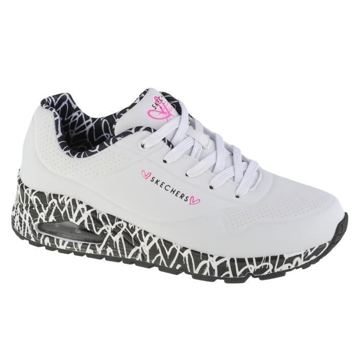Skechers Sneakers - SKECHERS - Uno-Loving Love 155506-WBK - Femme - Blanc - Lacets - Synthétique - Plat
