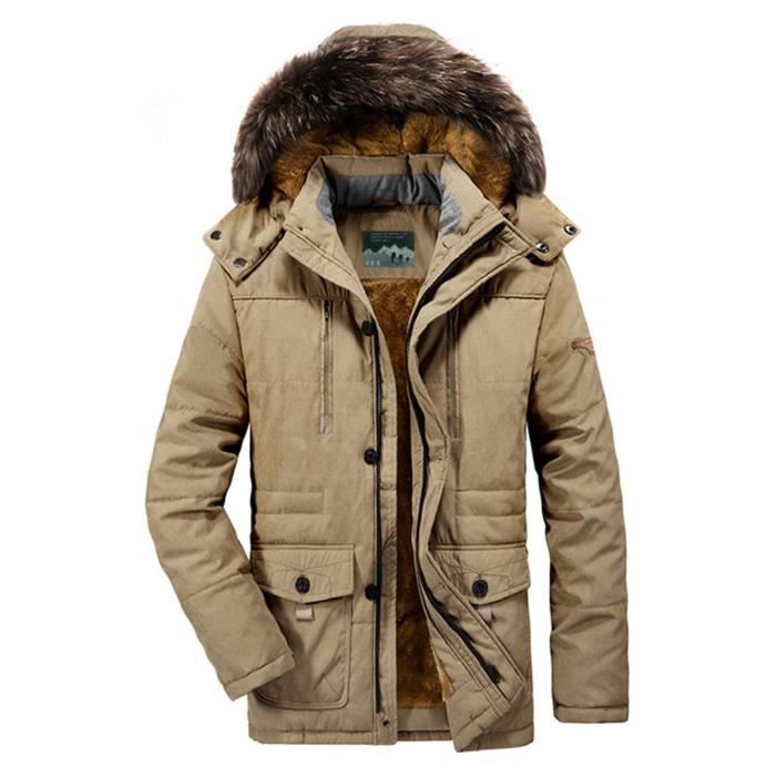 Veste D'hiver Homme Chaude Avec Capuchon Amovible - Polaire Thermique Imperméable - Multi-poches Pour Sport Et Plein Air