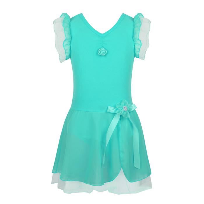 Robe De Ballet Sans Manches Pour Fille - Justaucorps + Jupe Mousseline - Tenue Danse Classique & Gymnastique