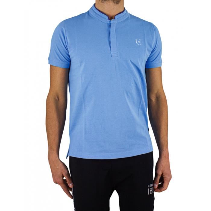 Cerruti 1881 Polo manches courtes col mao New Firenza Bleu Roi Homme