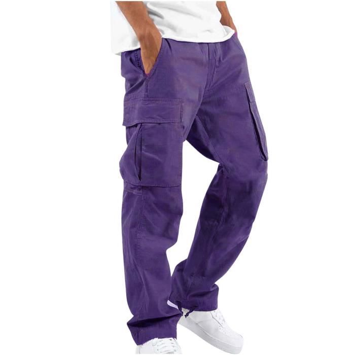Pantalon cargo leger homme marque modele taille elastique ourlets ouverts violet Violet Cdiscount Sport