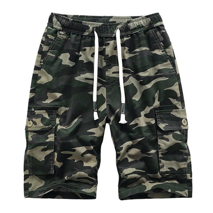 Short Homme Marque Luxe Sport decontractes en coton de grande taille et de haute qualite Dark Vert
