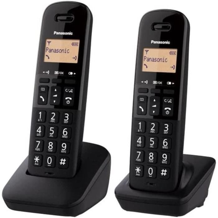 [PANASONIC Téléphone Fixe sans Fil Duo KX-TGB612FRB Noir
