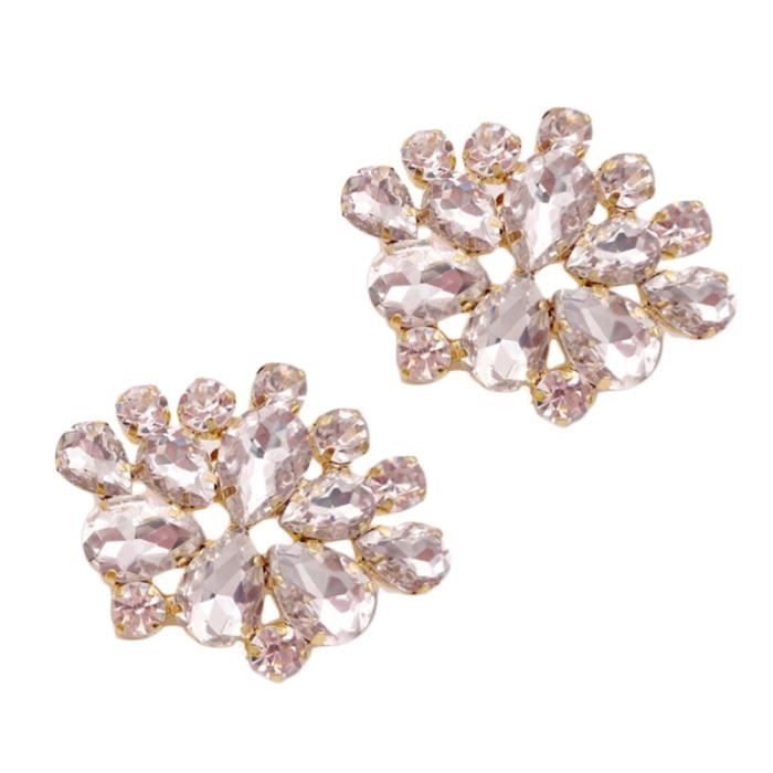 1 paire de clips de chaussures en cristal dor d tachable