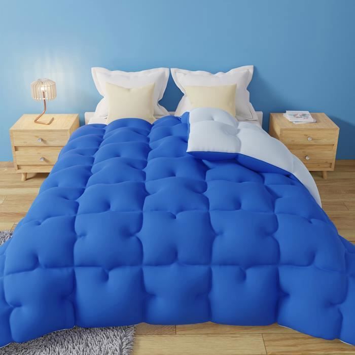 Couette 240x260 cm Chaude Grand Froid – Couleur Bleu – Anti-acarien,  anti-bactérien, anti-moisissures – Couverture 2 Personnes - Cdiscount Maison