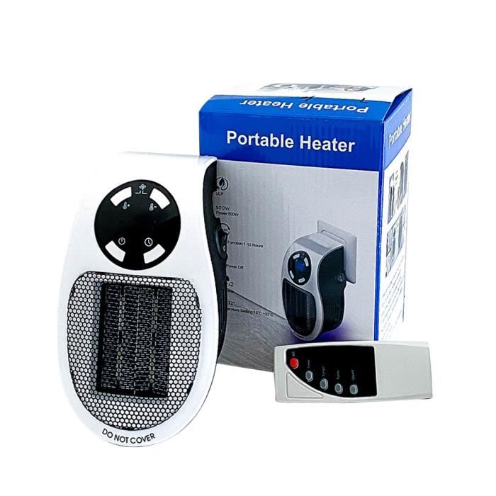 Mini Chauffante Radiateur Soufflant, 500 Watts Chauffage avec Thermostat avec Télécommande, pour Bureau, Chambre, Salon