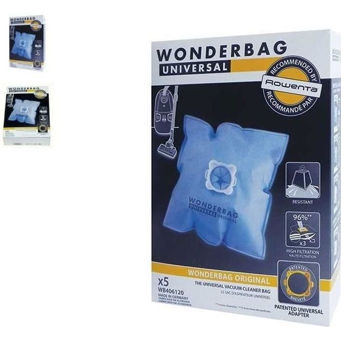 Wonderbag - Rowenta - WB406120 WB484701 RO582211/410 - 10 sacs à poussière micro fibre
