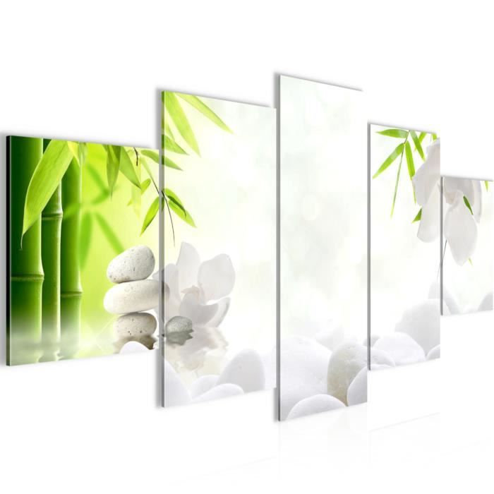 Runa Art Quadro Murali 5 Pezzi Non Tessuto | Orchidea Feng Shui Con Pietre E Bambù Rosa | Per Camera Da Letto E Corridoio, Made In Germany - 6