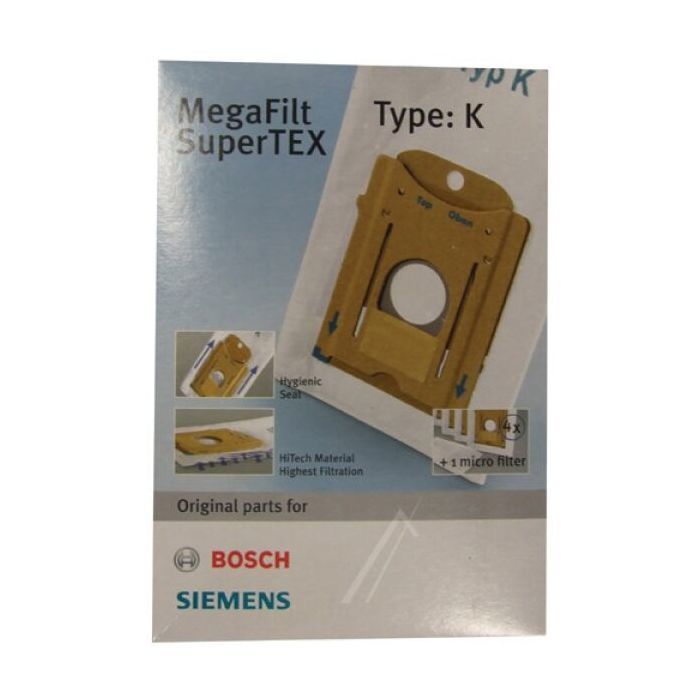 Sacs Aspirateur Siemens Type K SuperTEX – 4 Sacs avec Filtre Micro-Hygiénique - vue 2
