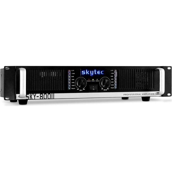 Amplificateur professionnel Vonyx VXA-800 - 2 x 400W - Connexion en pont - Qualité sonore haute - Idéal DJ