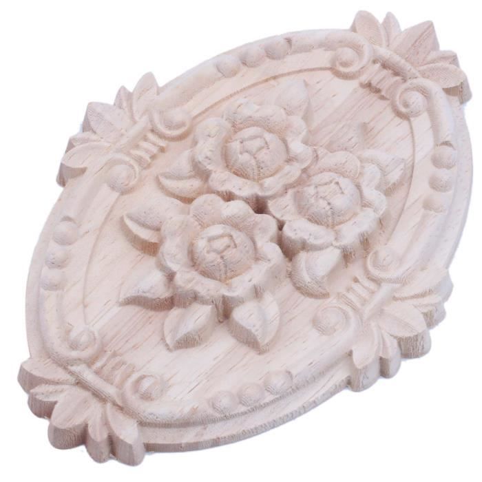 4 Appliques En Bois Sculpté Pour Porte Ou Armoire - Déco Naturelle, Neuf
