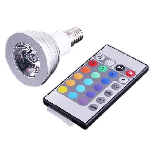 E14 3W 16 couleurs RGB LED Ampoule lampe E14 AC 90240V