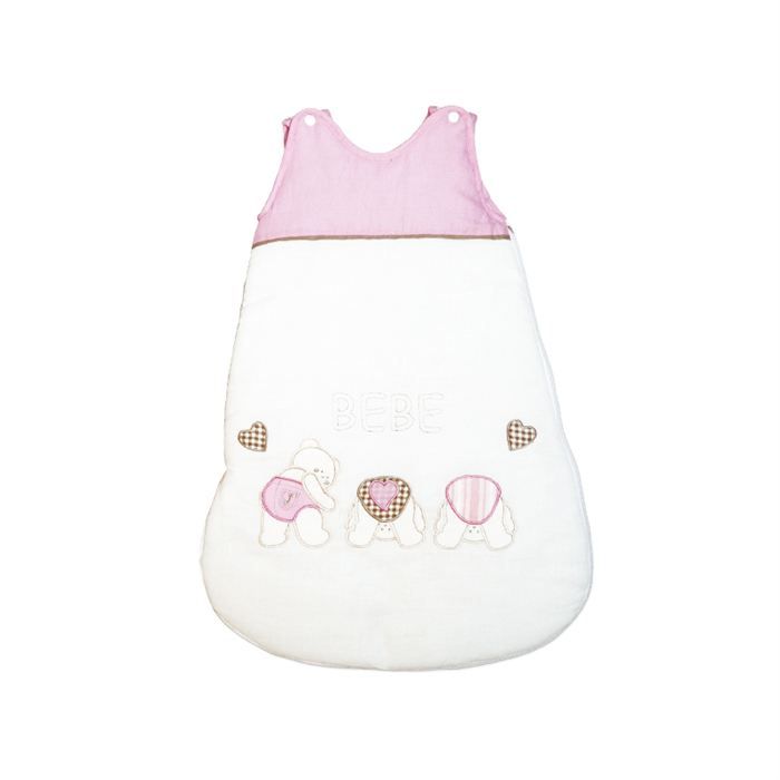 Gigoteuse Bébé 0-6 Mois - Motif Nounours Rose - Intérieur 100% Coton, Confortable - Fabriqué En Europe - Pour Dormir En Sécurité