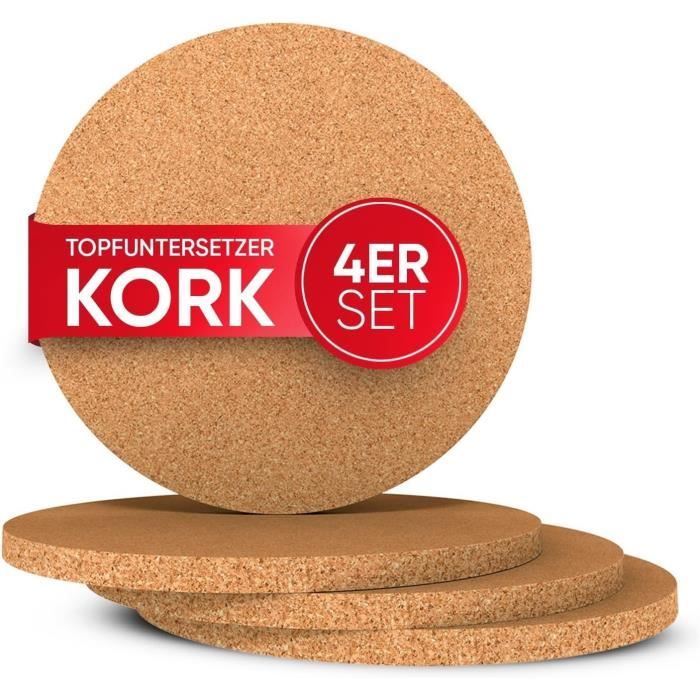 Set De Dessous De Plat En Liège Fackelmann – Rond Et Blanc, Protection Table