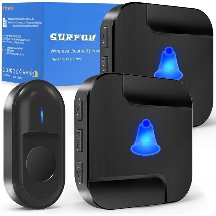 Sonnette Sans Fil D-3B 400m IP55 étanche – Lot 3 Pièces Avec Carillon 115 DB