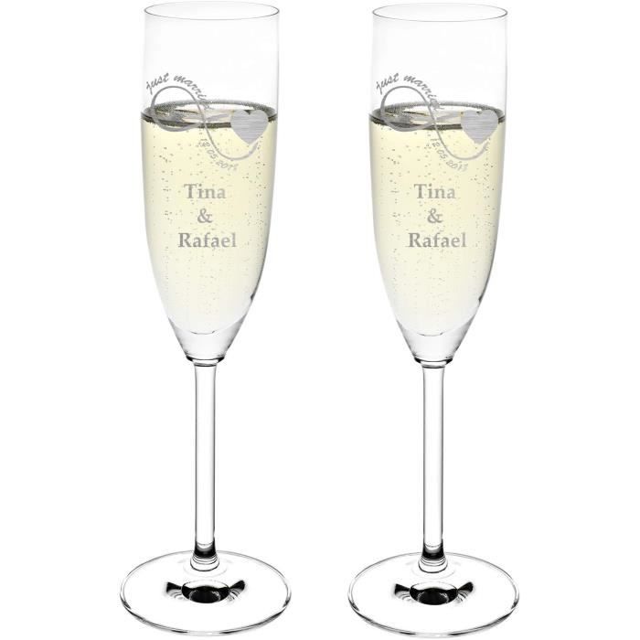Polareffekt Leonardo Lot de 2 flûtes à champagne personnalisées avec