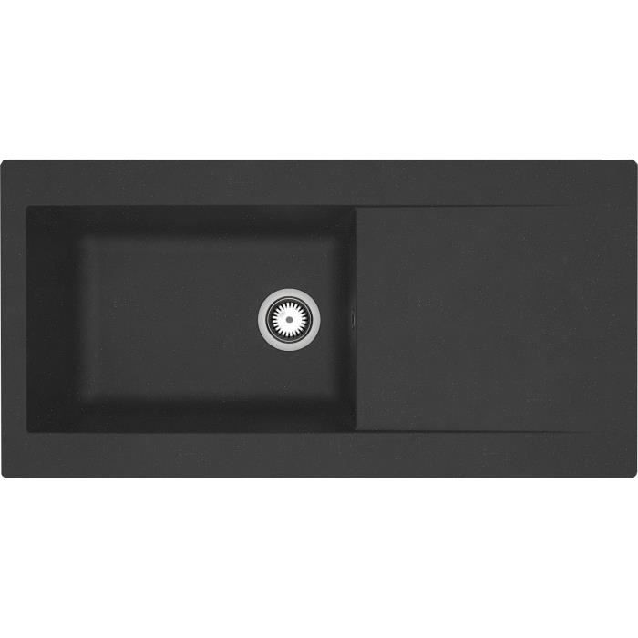 Evier à encastrer en résine 1000 x 500 mm 1 grande cuve - Noir - STRADOUR Lierra - Fabrication franç