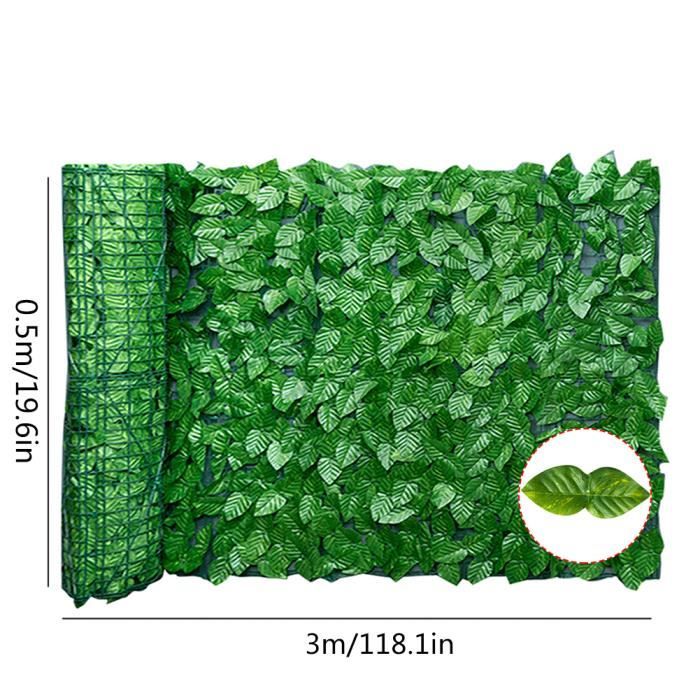 Clôture de feuille artificielle en plastique Clôture grillage Anti-UV Clôture jardin Décor extérieur intérieur 0.5m x 3m