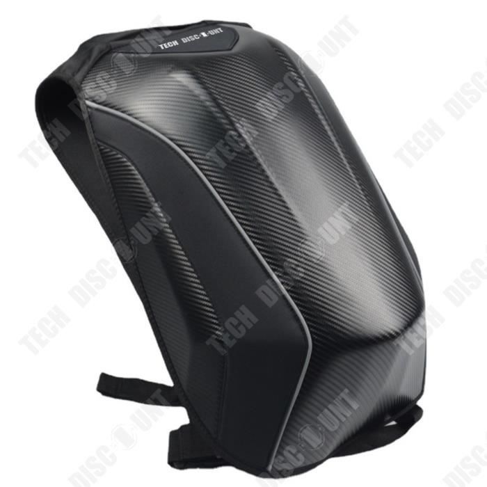 TD® Sac à dos en fibre de carbone moto moto moto voyage loisirs épaule casque sac étanche grande capacité coque dure sac à dos noir