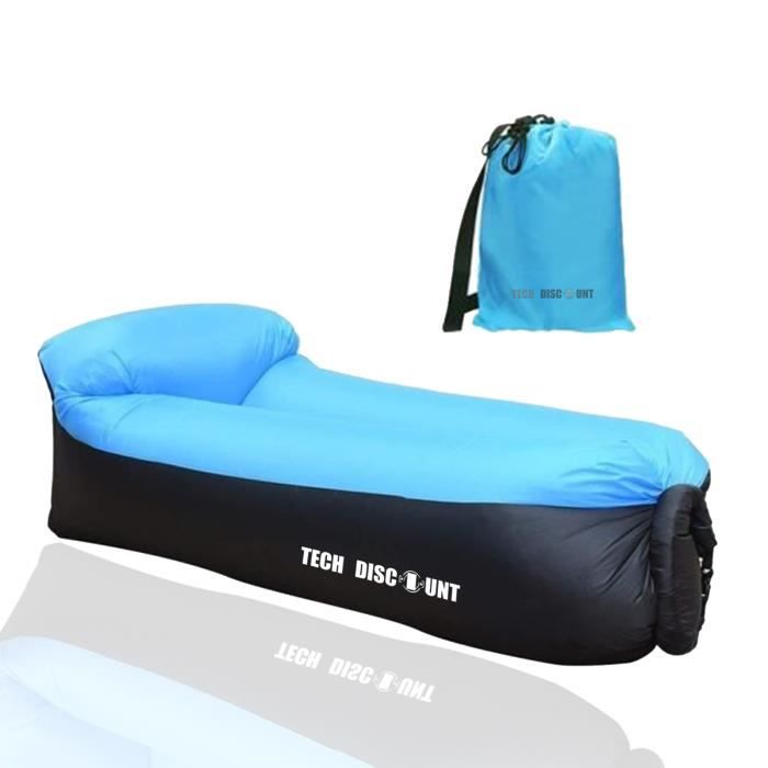 TD® Hamac Gonflable air Sofa Étanche Longue Chaise Gonflable Canapé /Sac Rangement/ Camping Piscine Plage Jardin Bleu/ Plein Air