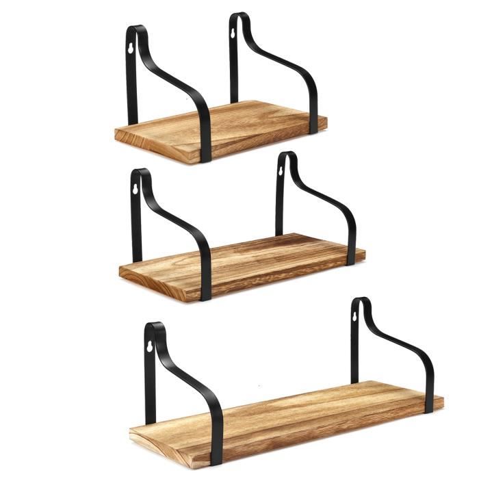 3pcs Etagere Murale En Metal Support En Bois Decoration Maison Cdiscount Maison