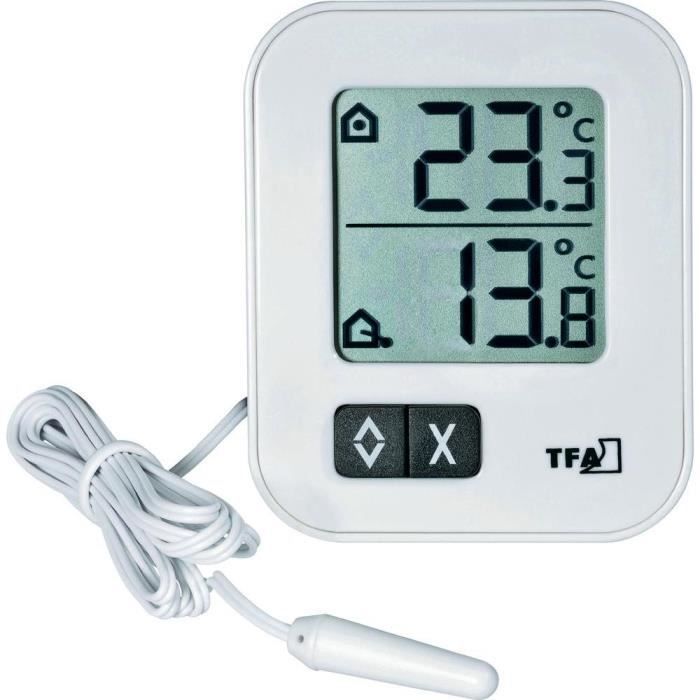 Thermomètre intérieur-extérieur numérique blanc TFA - Cdiscount Jardin