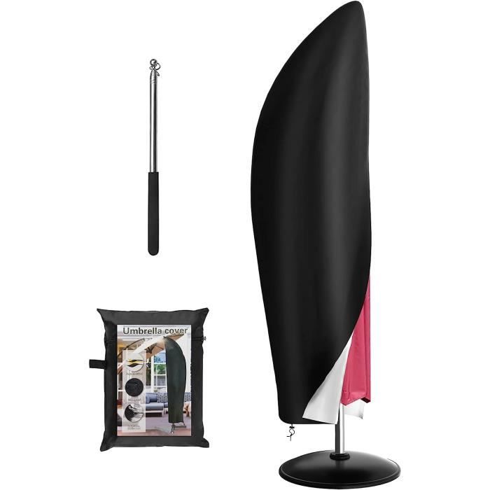Housse De Protection Pour Parasol De Jardin - Imperméable, Anti-UV - Taille 265 X 40/70/50 Cm (noir)