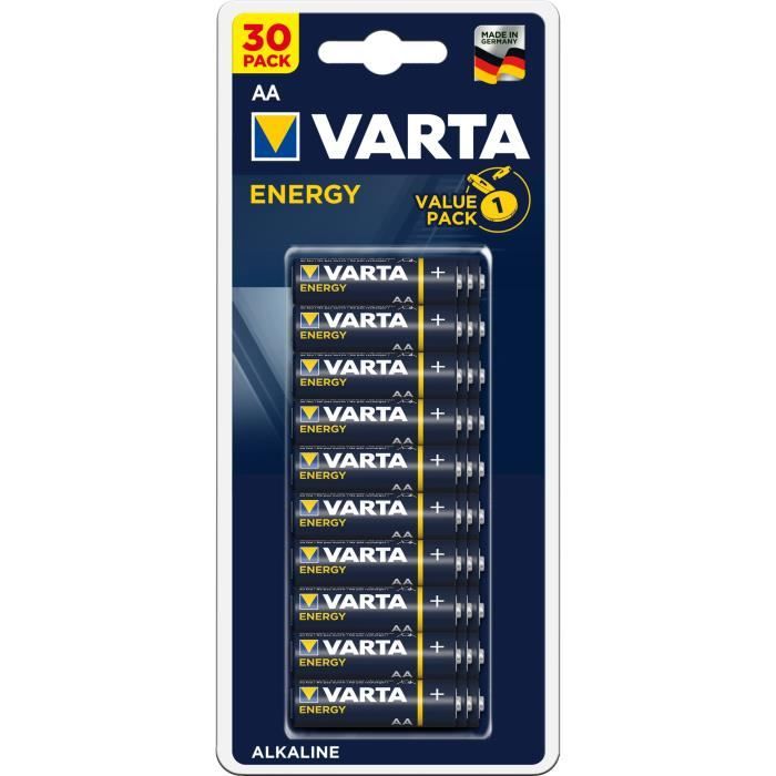 VARTA Pack family de 30 piles alcalines Energy AA (LR06) 1 5V VARTA Pack family de 30 piles alcalines Energy AA (LR06) 1 5V