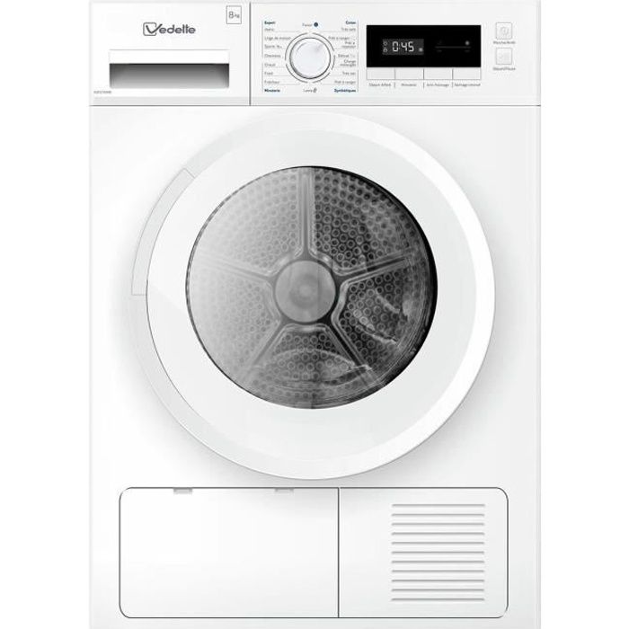 Sèche-linge pompe à chaleur VEDETTE VSF218HW - 8 kg - L60cm - Classe A++ - Blanc