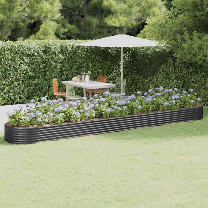 vidaXL Lit Surélevé de Jardin Pot à Fleurs Boîte à Plantes Lit Surélevé Patio Terrasse Extérieur Acier Enduit de 319016