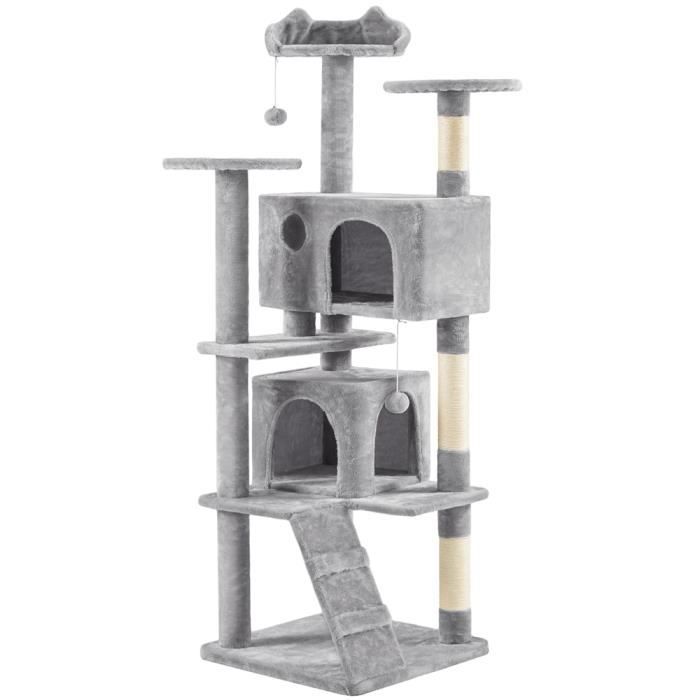 Meilleurs prix pour Arbre à Chat - YAHEETECH - 2 Niches 3 Plateformes - Gris Clair - 178cm