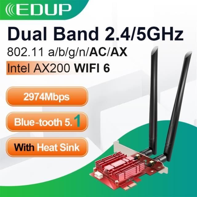 GP08930-carte réseau sans fil Intel AX200 PCIe. adaptateur WiFi 6 PCI ...