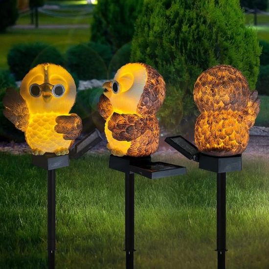 Lampe Jardin Solaire,Forme de chouette Imperméable LED Jardin
