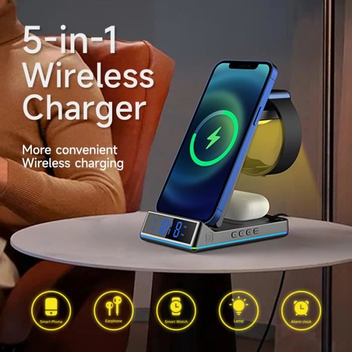 Station de chargement sans fil 3 en 1 pour iPhone, Apple Watch, AirPods -  coloris noir