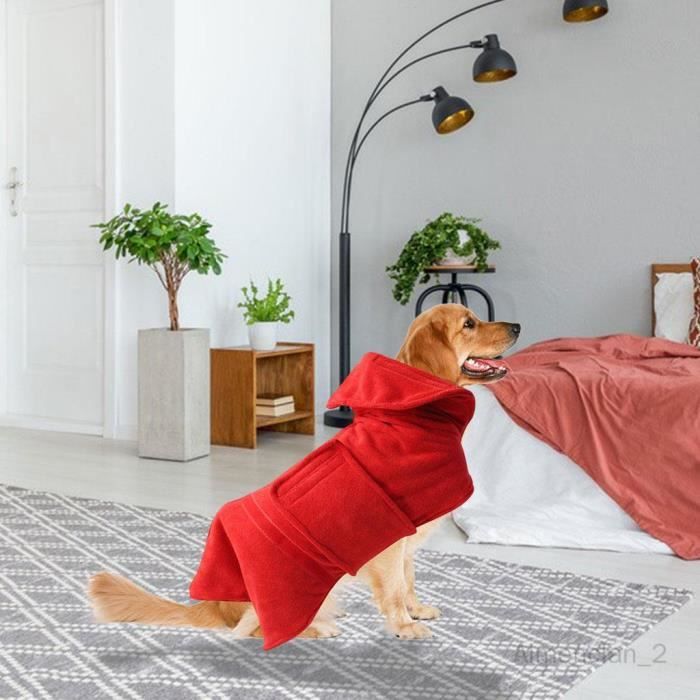 Serviette de Bain Peignoir pour Chien Absorber Rapidement L humidit Manteau S chage Rapide pour Animaux de Compagnie Rouge XL