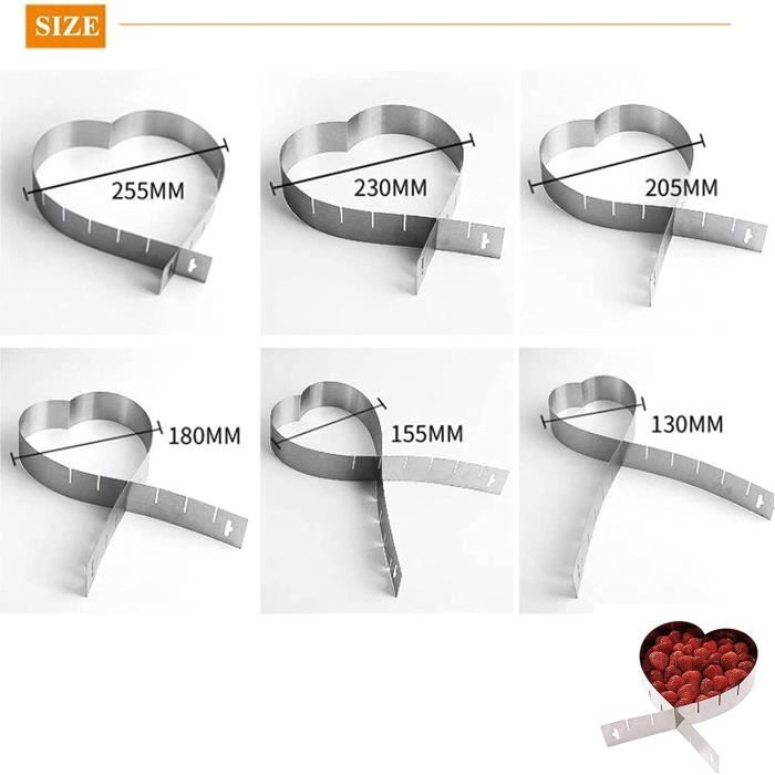 3 Cercles Pâtisserie Cœur Acier Inox - Diamètres 10/15/20cm Pour Gâteaux Mousses