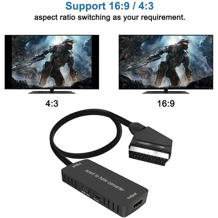 Adaptateur péritel vers HDMI, péritel vers HDMI sortie 3 en 1 (1 péritel et  2 entrée HDMI) sortie HDMI avec prise en charge du[336] - Cdiscount TV Son  Photo